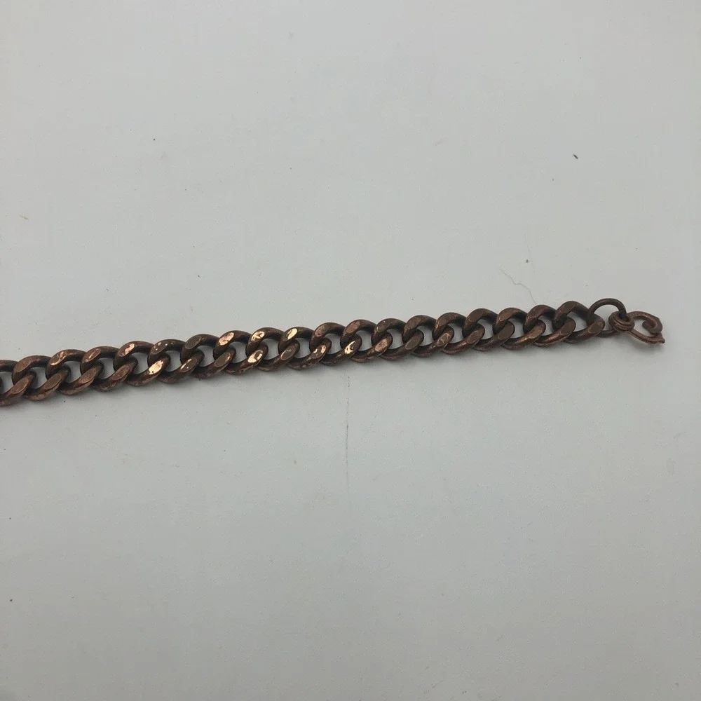 Vintage Heavy Large Solid Copper Chain Link Bracelet Fold Clasp‎ 9